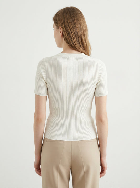 Short-Sleeve Ribbed Knit Top