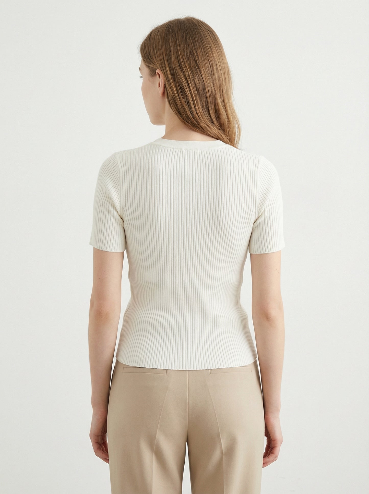 Short-Sleeve Ribbed Knit Top
