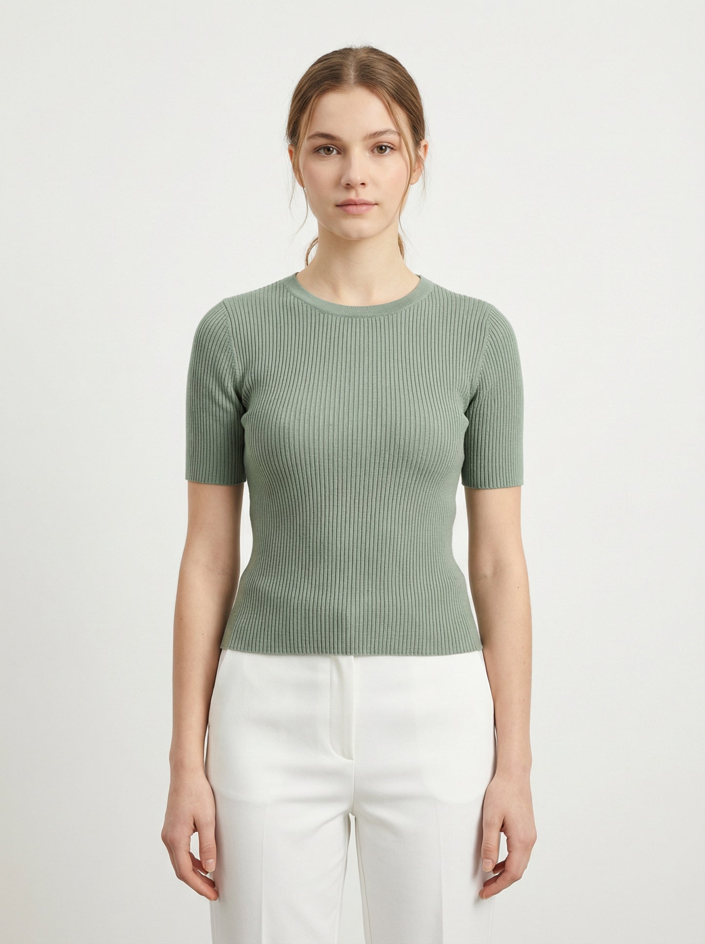 Short-Sleeve Ribbed Knit Top