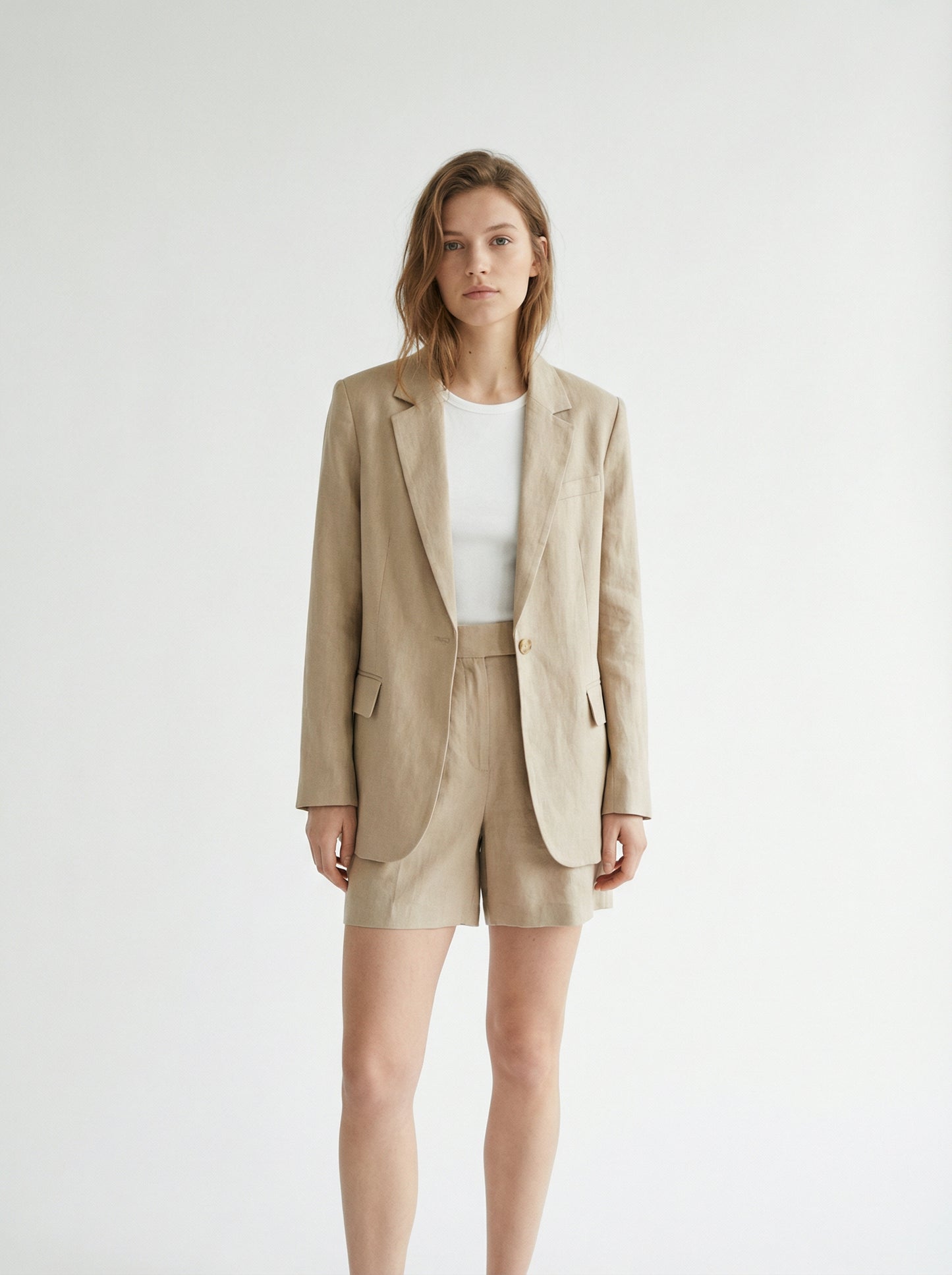 Linen Blazer & Tailored Shorts Set