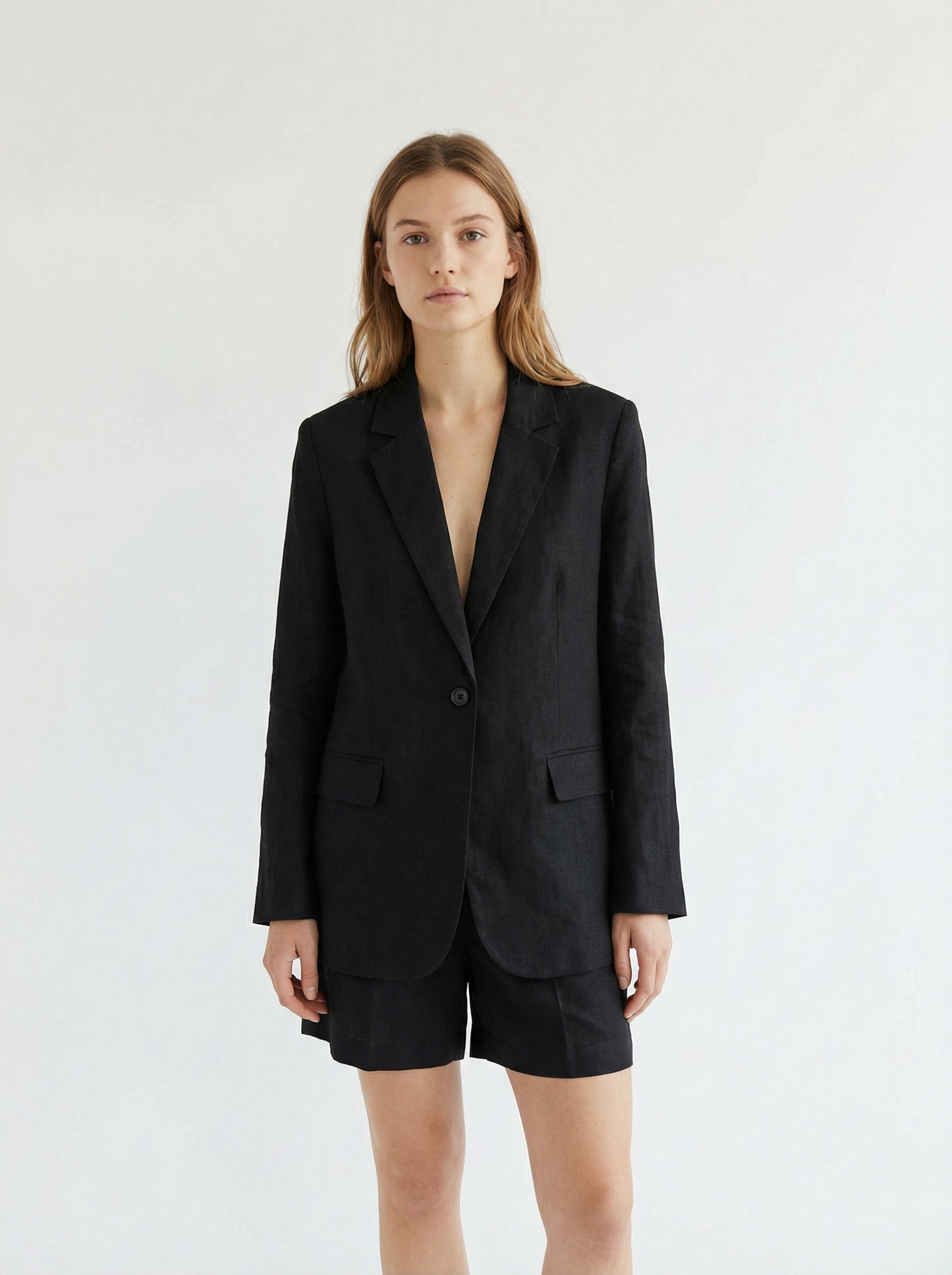 Linen Blazer & Tailored Shorts Set